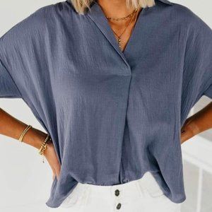 NWB Mod Boutique Boxy Collared Top in CAMEL Size: Large